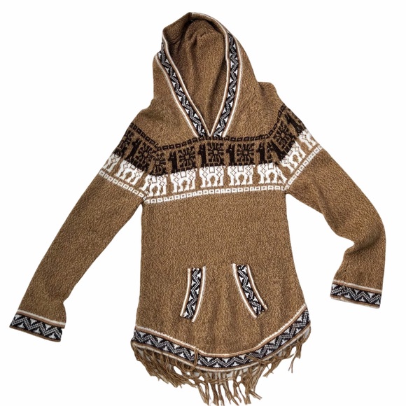 Vintage Sweaters - Peruvian Sweater Hoodie Made from Alpaca